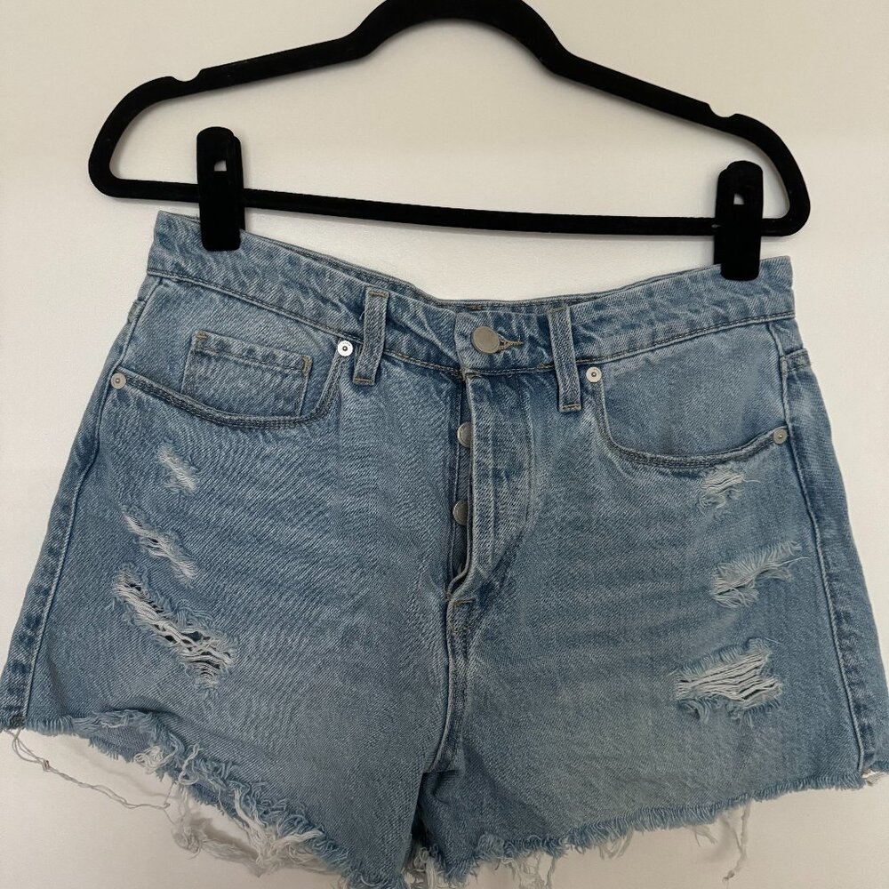 BlankNYC distressed high-rise denim shorts